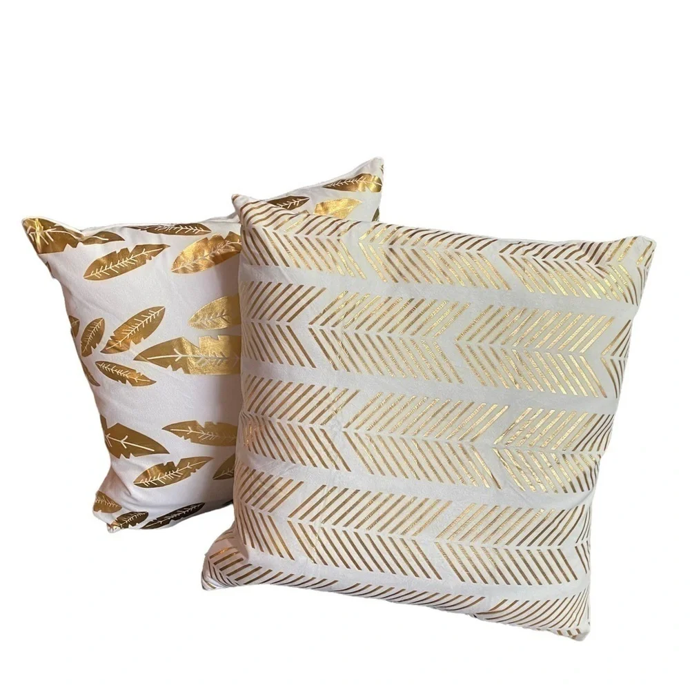 TWO Pillow Covers with Pottery Barn Duck Feather and Down Pillow Inserts